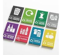 GALATIANS® 8 Sticker Set: Mixed Waste (100 x 150 mm) | Recycling Stickers For Bins | General Waste Stickers For Bins | Outdoor Use | Durable & Clear Bin Sticker Set