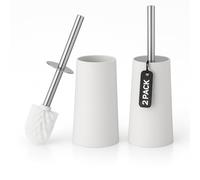 GALATIANS® Toilet Brush & Holder | Modern Loo Brush and Holder set with elegant design | Toilet Cleaner Brush with Stainless Steel handle | Compact and efficient Toilet Brush set. (2, White)