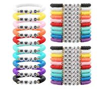 Galaton 30 Pcs WWJD Bracelets Bulk Christian Friendship Bracelets Handmade Clay Bead Wristbands for Women, Men, Religious Christmas Gifts, Easter Celebrations & Faith-Based Activities