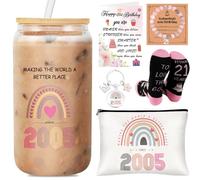 GalaVee 21st Birthday Gifts, 21 Birthday Gift Ideas with Glass Cup Socks Makeup Bag Bracelet Keychain Card, in My Twentyone Era Birthday for Women Girls