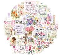 GalaVee 50 Pcs Prayer Board Stickers Christian Faith Bible Verse Sticker | Prayer Board Supplies 50 Die Cut Matte Stickers Scripture Quote Bible Study Vision Board Accessories Women Gift