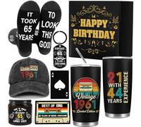 GalaVee 65th Birthday Gifts for Men, 1961 Birthday Gift Box with 20oz Tumbler, Socks, Keychain, Card, Baseball Cap, Scented Candle, Bottle Opener - Gift for Husband, Dad, Grandad, Friend