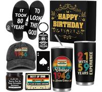 GalaVee 80th Birthday Gifts for Men, 1946 Birthday Gifts Include 20oz Tumbler, Socks, Keychain, Card, Baseball Cap, Scented Candle, Bottle Opener - Gift for Grandad, Husband, Dad, Grandpa