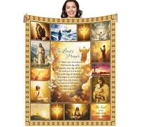 GalaVee Christian Jesus Throw Blanket, Religious Gift for Christians, Inspirational Faith Quotes Print Soft Cozy Flannel Blanket 60x50, Home Decor for Sofa Bed Prayer Blanket