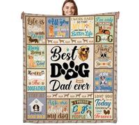 GalaVee Dog Dad Gifts for Men Throw Blanket, Gift for Dog Lovers, Funny Sayings Inspirational & Loving Quotes Print Soft Cozy Flannel Blanket 60x50, Home Decor for Sofa Bed