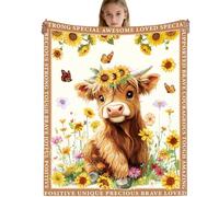 GalaVee Highland Cow Gift Blanket, Cute Brown Flannel Blanket with Cow Print, Soft and Cozy 60x50, Farmhouse Style Home Decor for Sofa Bed, Christmas Birthday Gift for Animal Lovers Women Men