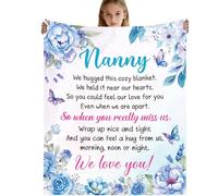 GalaVee Nanny Gifts Throw Blanket, Flannel Fleece Cozy Blanket with Floral and Butterfly Print, 60x50 Inches, Gift for Grandma's Nannys' Birthday Christmas, Warm & Soft, Home Decor