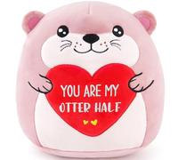GalaVee Valentines Otter Plush Toy, Cute Stuffed Animal with “You Are My Otter Half” Heart Pillow, Soft and Cuddly, Valentine's Day Gifts for Him Her Lovers, Friends, and Family