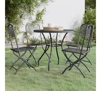 galax large round metal mesh 5 piece dining set in anthracite