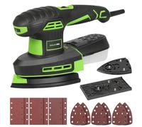 GALAX PRO 250W 2-in-1 Electric Sander, 6 Variable Speed 6000-12000 RPM, Detail & Sheet Sanding Tool with Dust Collection Box, Portable Polisher with 12 Sandpapers for Wood Metal Surface Finishing