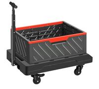 GALAX PRO 4 Wheels Hand Trucks,Flatbed or Camper 2-in-1 Cart, Household Foldable Storage Cart, Adjustable Telescopic Handle,TPR silent Wheels,for Goods Transport, Camping Trolley