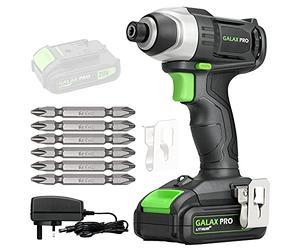 GALAX PRO Cordless Impact Driver 20V, Variable Speed (0-2800RPM),with LED Work Light, 6pcs Screwdriver Bits, 1.3Ah Battery and Charger