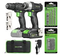 GALAX PRO D6001 20V 2-speeds Drill Driver and Impact Driver Combo Kit, Cordless Drill Driver/Impact Driver, 1pcs 1.3Ah Lithium-Ion Batterie, Charger Kit, 11pcs Accessories and Tool Bag