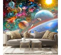 Galaxies and Planets in Cosmic Expanse - Custom Size Wall Murals Self-Adhesive Removable Large Photo Wallpaper for Living Room, Bedroom, Bathroom, Office, Dining Room, Children's Room