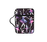 Galaxies-Ballet-Dancer Bible Cover Case with Handle, Water-Resistant Oxford Fabric Bible Bag Organizer with Zipper Pockets for Church