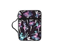 Galaxies-Ballet-Dancers Bible Cover Case with Handle, Water-Resistant Oxford Fabric Bible Bag Organizer with Zipper Pockets for Church