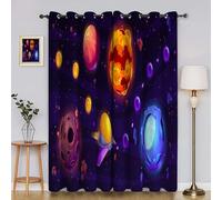 Galaxies Curtains for Bedroom Planet Window Curtain for Bedroom, Thermal Insulated, Noise Reducing Curtains, Living Room-Curtain 66 x 72 Inch 2 PanelsYI7288