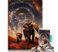 Galaxies Elephants JigsawPuzzle 1000 Pieces for Teenagers,Stress Reliever Difficult Challenge Unique Home Decor And Gifts (38x26cm)