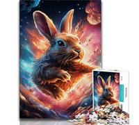 Galaxies Rabbits Puzzles for Adults Teens 1000 Pieces,Stress Reliever Staycation Kill Time with Matching Poster And Trivia Sheet (38x26cm)