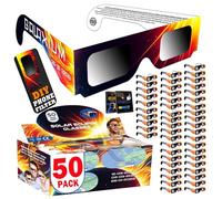 Galaxium 50 Pack Solar Eclipse Glasses 2026 ISO 12312-2 Certified | Approved Sun Eclipse Glasses | Trusted for Direct Solar Eclipse Viewing | Solar Glasses