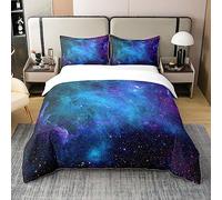 Galaxy 100% Cotton Duvet Cover Double Size Outer Space Bedding Set for Kids Boys Girls Teens Room Decor 3D Printed Space Space Outer Sky 3Pcs Zipper
