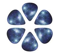 Galaxy 6 Pack Guitar Picks with Organizer Storage Box, Thin-Medium-Heavy Picks Handmade Plectrums Guitar Plectrums Bass Ukulele Picks Acoustic Guitar Lovers Gift