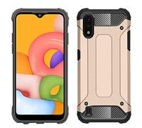 Galaxy A01 Case, Galaxy A01 Shockproof Case Premium Protective Poly-carbonate Hybrid Anti Slip Galaxy A01 Armor Flexible Inner Protection Phone Cover for Samsung Galaxy A01 (GOLD)