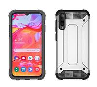 Galaxy A70 Case, Rugged Tough Dual Layer Galaxy A70 Armor Case Protective Shockproof Heavy Duty Hard Shell Impact Protection Defender Survivor Bumper Cover for Samsung Galaxy A70 (SILVER)
