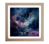 Galaxy Abstract Art No.1 Framed Print | 18x18 Inch Oak Framed Wall Art | Ready to Hang | Abstract Space Picture | Living Room Bedroom Lounge Office