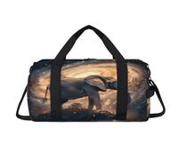 Galaxy African Elephant Sport Duffel Bag with Shoes Compartment Overnight Weekender Bags Travel Gym Luggage Organizer for Women Men Kids Girls Boys