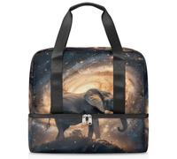Galaxy African Elephant Sports Duffle Bag for Women Men Kirls Boys Girls 21 L Weekend Overnight Bags Wet Seperated Tote Bag for Travel Gym Yoga