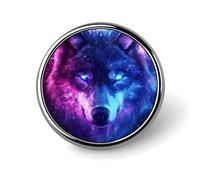 Galaxy And Wolf Round Lapel Pin Brooches Badge Holder for Clothes Bags Backpack Hats