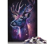 Galaxy Animal Deer 1000 Wooden Puzzle for Adults, Jigsaw Puzzles for Adults Unique Shape Puzzle Gifts, Puzzles for Family Game 1000pcs (75x50cm)