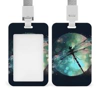 Galaxy Animal Dragonfly Badge Holder with Lanyards Retractable Vertical Plastic Id Badge Holder Name Key Card Holders Case for Teacher Nurse Doctor Office Gift for Coworkers