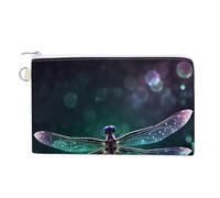 Galaxy Animal Dragonfly Coin Purses with Zipper, Personalized Zero Wallet for Shopping, Small Makeup Pouches Bag for Travel, Card Organizer Case, Portable Canvas Change Purses