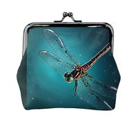 Galaxy Animal Dragonfly Full Double-Sided Printed Pattern Women's and Girls' Fashionable Leather Kiss Lock Coin Purse Card Bag