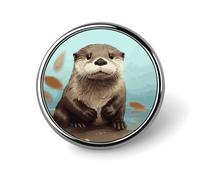 Galaxy Animal Dragonfly Lapel Pin Fashion Brooch Pin Cute Button Badges Round Button Pins Enamel Pins Metal Pinback for Hat Shirt Clothing Bags Decoration, Cute otter, Circular