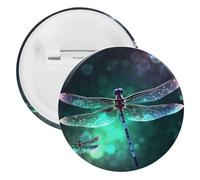 Galaxy Animal Dragonfly Lapel Pins Round Metal Brooch Badge Cute Tie Tack Pin for Hats, Clothing, Bags Unique Fashion Accessories Gift for Men & Women, 1Pcs, tinplate, no gemstone