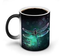 Galaxy Animal Dragonfly Magic Color Changing Mug 11 Oz Black Ceramic Heat Sensitive Coffee Cup Temperature Activated Mug for Hot Cocoa Tea Drinks Funny Novelty Gift for Coffee Lovers Men Women