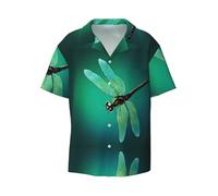 Galaxy Animal Dragonfly Mens Shirts Short Sleeve Casual Button Down Summer Beach Shirt with Pocket 3XL Black