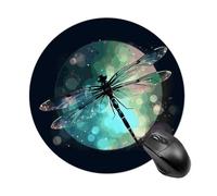 Galaxy Animal Dragonfly Mouse Pad Round Computer Mousepad Cute Mouse Pads with Non-Slip Rubber Base Mouse Mat for Laptop Gaming Office Home