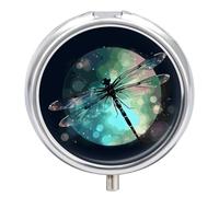 Galaxy Animal Dragonfly Pill Box, 3 Compartment Small Pill Case Waterproof Travel Pill Organizer for Pocket Or Purse Portable Mini Medicine Tablet Vitamin Holder Pill Case