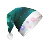 Galaxy Animal Dragonfly Print Santa Hat With Led Lights, Funny Christmas Hats For Adults For New Year Holiday Party Supplies