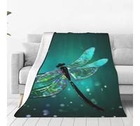Galaxy Animal Dragonfly Print Soft Warm Blankets Fleece Throw, Lightweight Flannel Fleece Blanket For Bed Sofa Couch
