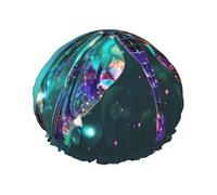 Galaxy Animal Dragonfly Printed Shower Cap,Waterproof Shower Cap For Women Reusable Shower Hat Bath Caps With Elastic Band