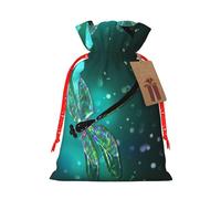 Galaxy Animal Dragonfly Printing 4.7x6.9 In Christmas Bag With Drawstring And Cute Kraft Tag, Fits Gifts And Daily Small Items