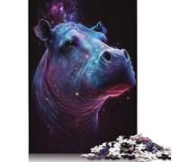 Galaxy Animal Hippo 500 Piece Jigsaw Puzzle Family Fun Jigsaws for Adults And Challenging Game,stress Relief Games And Unique Gifts 500pcs (52x38cm)