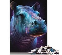 Galaxy Animal Hippo Jigsaw Puzzles 500 Pieces for Adults Jigsaw Puzzles for Adults 500 Piece Puzzle Educational Games 500pcs (52x38cm)