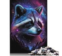 Galaxy Animal Raccoon Jigsaw Puzzle for Adults 1000 Pieces Wooden Jigsaws Puzzles Decompression Game Toy Puzzle Challenging Game 1000pcs (75x50cm)