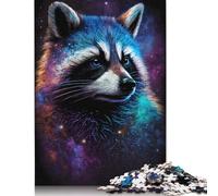 Galaxy Animal Raccoon Jigsaw Puzzles 500 Wooden Puzzles Gifts for Adults And Gifts Puzzle Family Game Toys 500pcs (52x38cm)